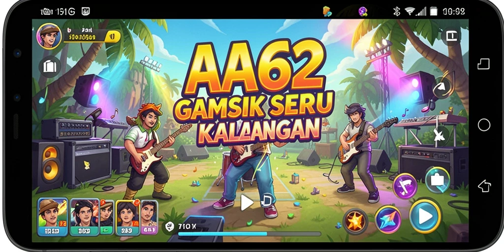 Tampilan gameplay AA62 dengan beragam lagu yang menarik.