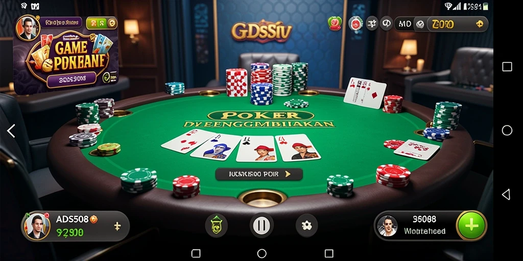 Tampilkan gameplay seru dalam aplikasi poker ADS508.