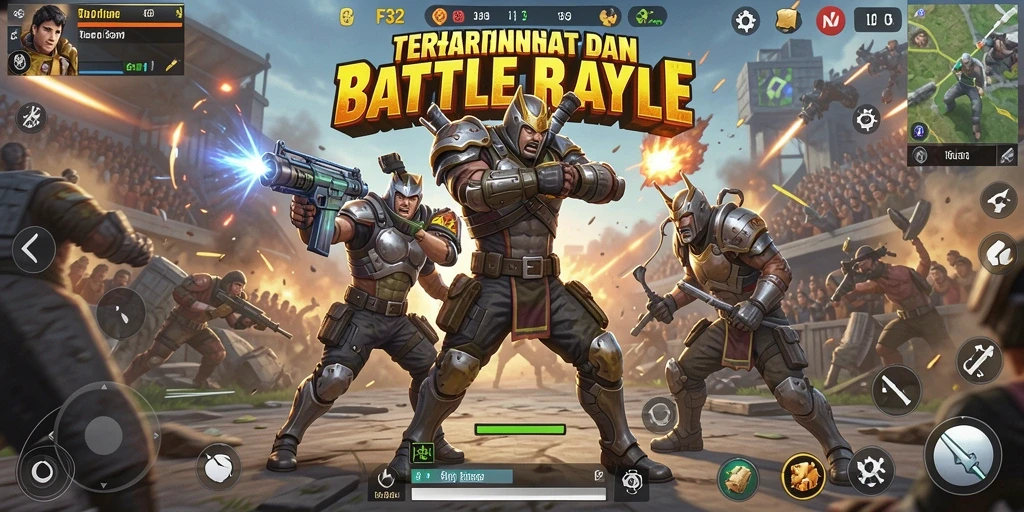 Gameplay seru di F32 dengan aksi Battle Royale yang mendebarkan.