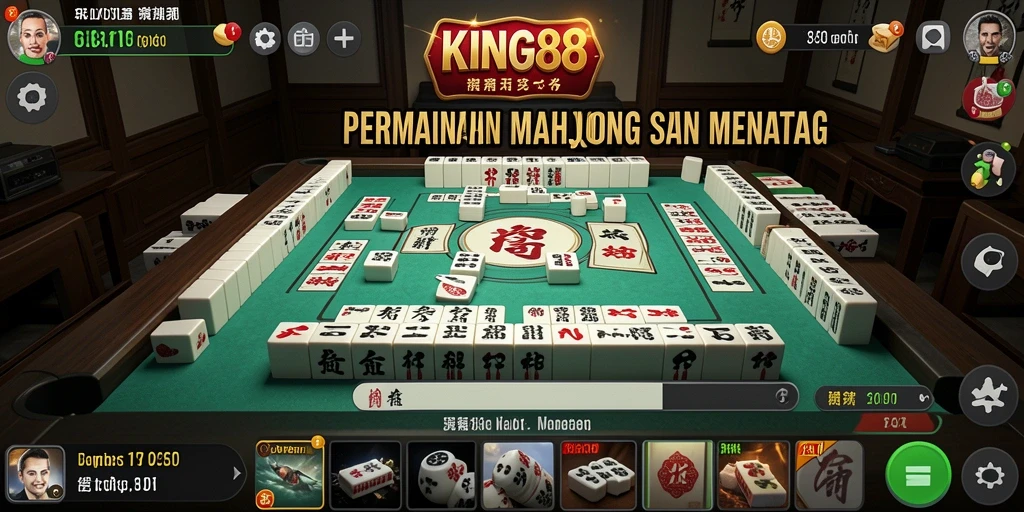 Tampilan gameplay KING88 yang menarik dan penuh warna dalam permainan Mahjong.