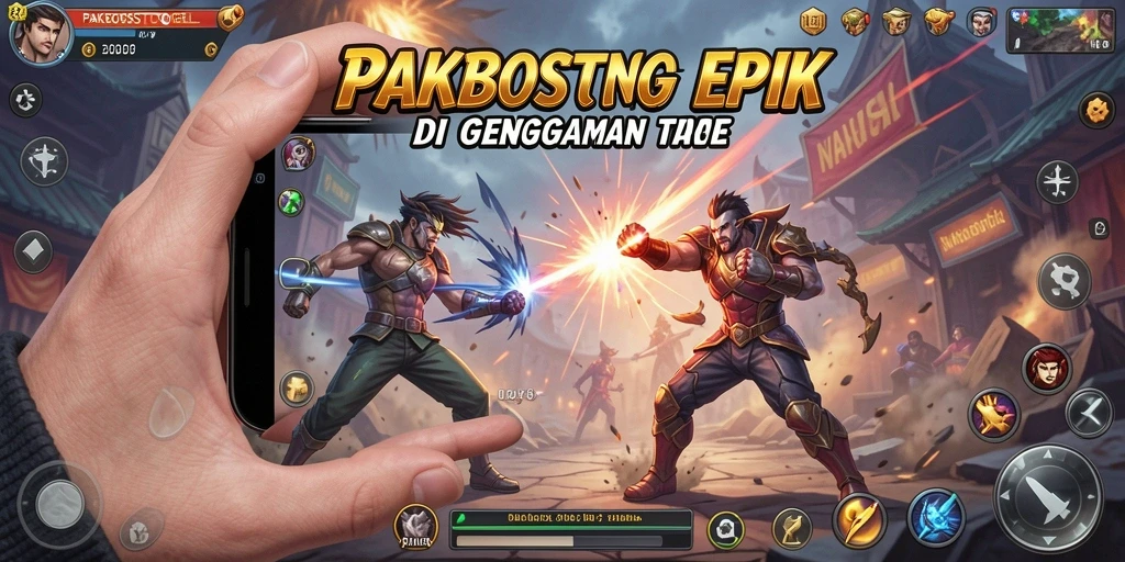 Tangkapan layar utama PAKBOSTOGEL menampilkan aksi pertarungan yang mendebarkan.